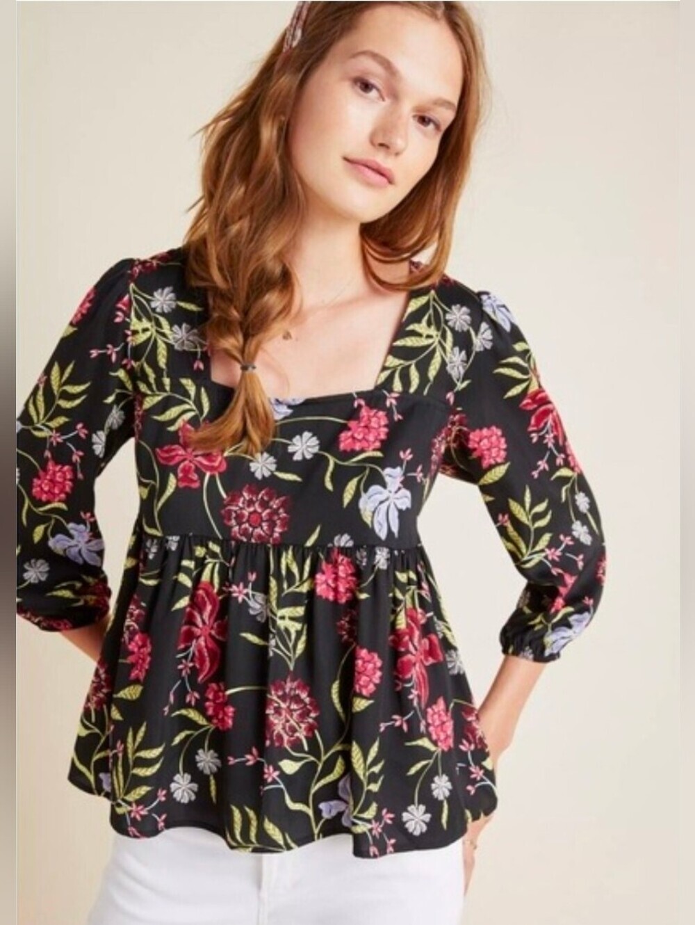 Dolan Anthropologie | Left Coast Cherie Floral Babydoll Top Size XS